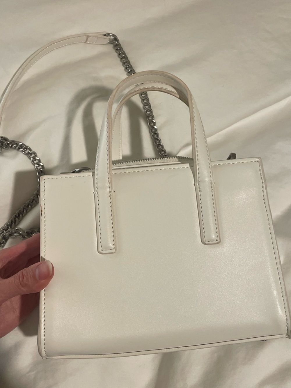 Zara Women’s White Mini Top-Handle Crossbody Bag